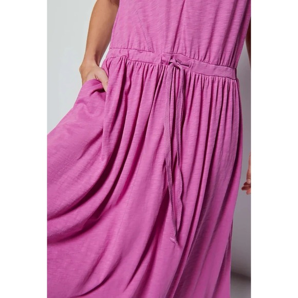 NWT Nation LTD Brianna Rosebud Pink Pima Cotton Midi Sleeveless Dress Sz M Beach - Picture 4 of 16